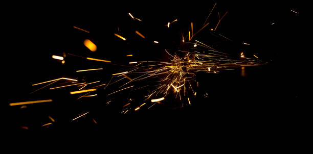 istock Sparks from metal on construction site as background 675777210