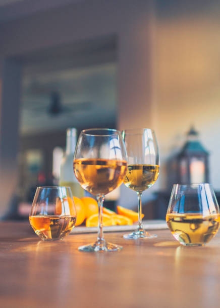 istock Wine in glasses. Wine tasting in home setting 675786576