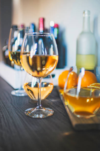 istock Wine in glasses. Wine tasting in home setting 675786688