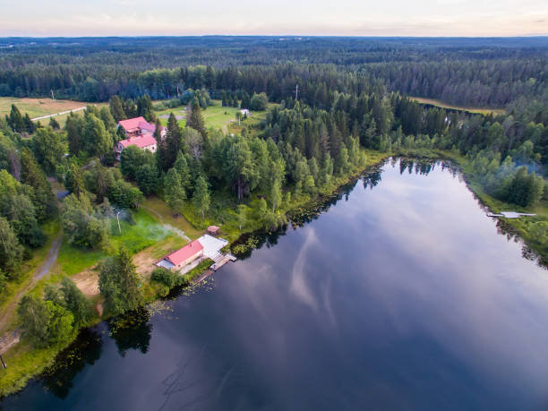 istock Karelia lake aerial view 675796600