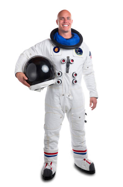 Astronaut man isolated on white smiling