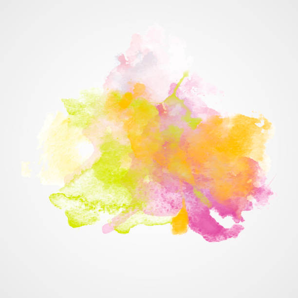 istock Watercolor Splash with gradient effect. Yellow, pink, green colors. Tropical style. 675800242