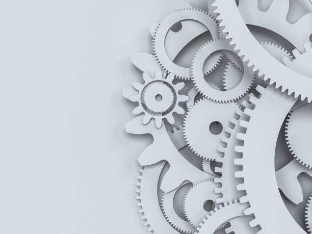 istock Cogwheel gear mechanism paper cutout style. 3d rendering 675801356