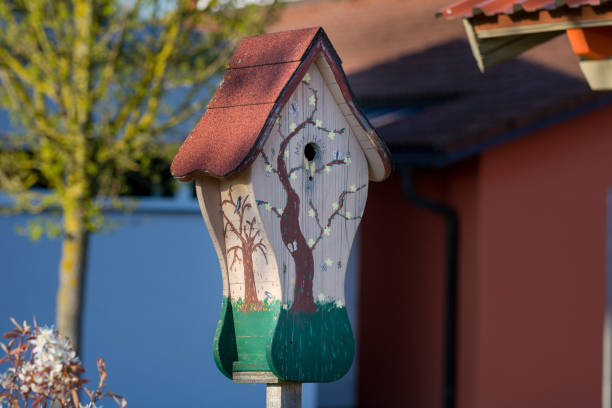 istock birdhouse in the spring forest natural background 675802246