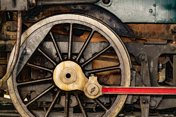 Old steam train locomotive, Hua Lamphong Railway Station, Bangkok, Thailand Full-frame detail view road going steam engine stock pictures, royalty-free photos & images