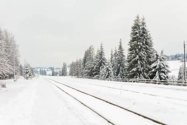 Photo of Snowy railway track, Ukraine