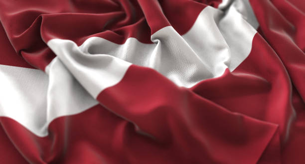 istock Latvia Flag Ruffled Beautifully Waving Macro Close-Up Shot 675810204