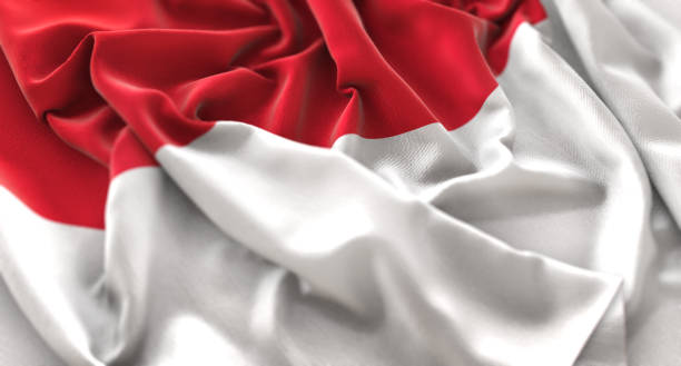 istock Monaco Flag Ruffled Beautifully Waving Macro Close-Up Shot 675811348