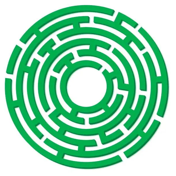 Vector illustration of Green 3D Circle Maze