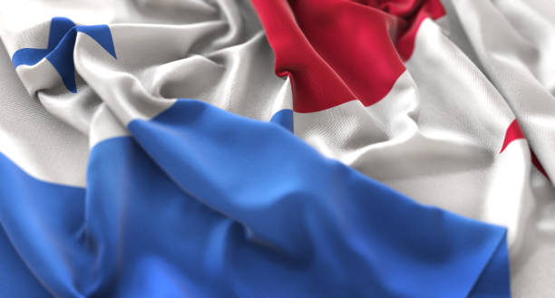 istock Panama Flag Ruffled Beautifully Waving Macro Close-Up Shot 675811630