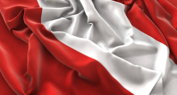istock Peru Flag Ruffled Beautifully Waving Macro Close-Up Shot 675811646
