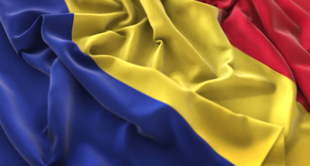 istock Romania Flag Ruffled Beautifully Waving Macro Close-Up Shot 675812698