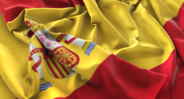 istock Spain Flag Ruffled Beautifully Waving Macro Close-Up Shot 675816084