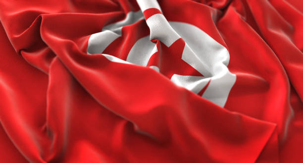 istock Tunisia Flag Ruffled Beautifully Waving Macro Close-Up Shot 675816306