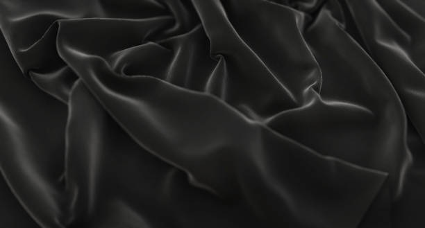 istock Black Flag Ruffled Beautifully Waving Macro Close-Up Shot 3D Rendering 675816808
