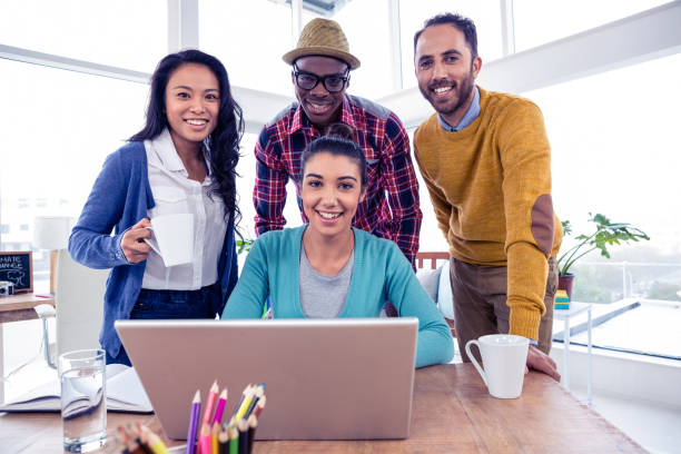 istock Portrait of business team at creative office 675817280