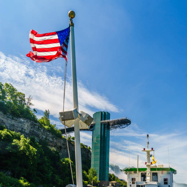 istock American flag on a boat at Niagara Falls 675817830