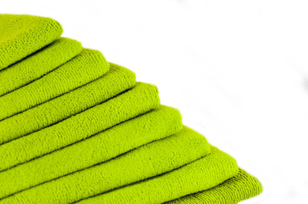 detail of a textured material from green towel
