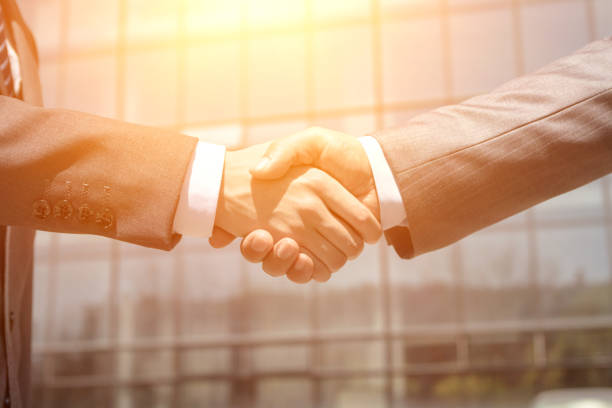 business people handshaking stock photo