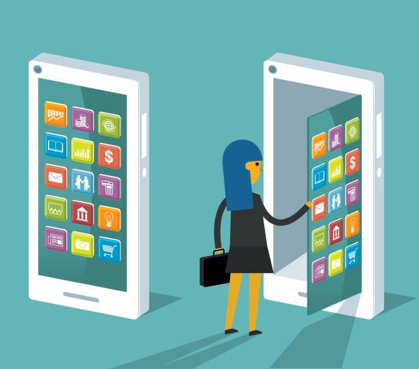 istock Businesswoman entering Smart Phone 675835250