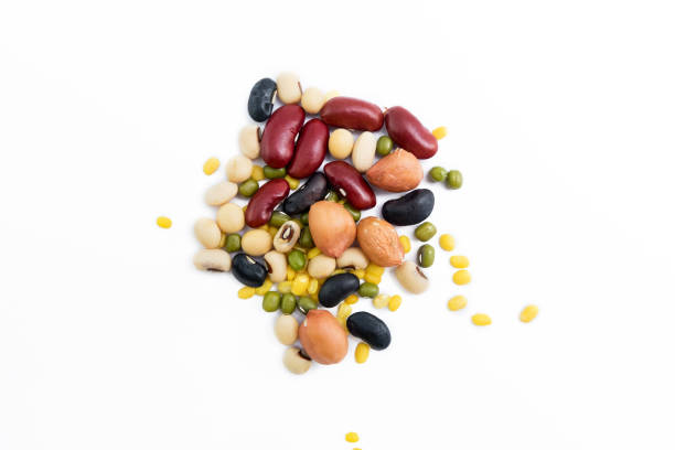 istock Mixed beans isolated on white background., Dried peanut, Black beans,  Soya beans, Red kidney beans. 675883428