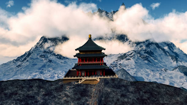 istock Sun temple - Buddhist shrine in the Himalayas 3d rendering 675887516