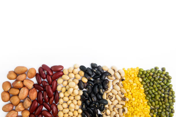 istock Mixed beans isolated on white background., Dried peanut, Black beans,  Soya beans, Red kidney beans. 675895568