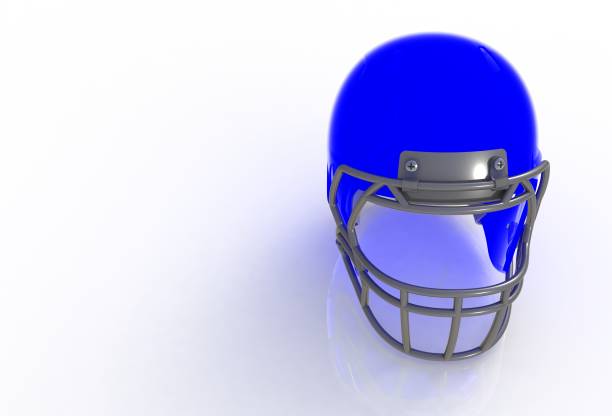 istock Light blue american football helmet isolated on white background, 3D rendering 675895612