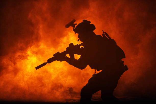 Black silhouette of soldiers