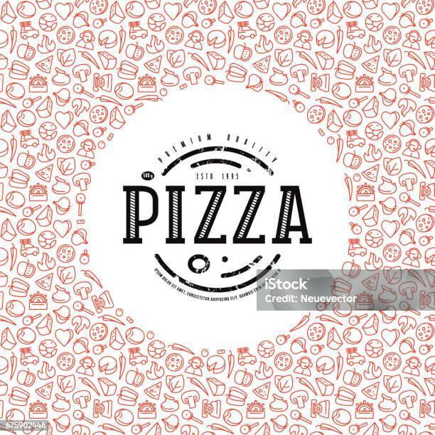 Aktie Vector Designabdeckung Für Pizzakartons Stock Vektor Art und mehr Bilder von Pizza - Pizza, Logo, Zutaten