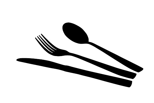 silhouettes of spoon, knife and fork