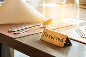Restaurant reserved table sign