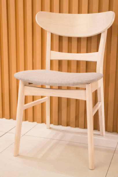 istock Single Wooden Chair In Minimal Room Style 675916892