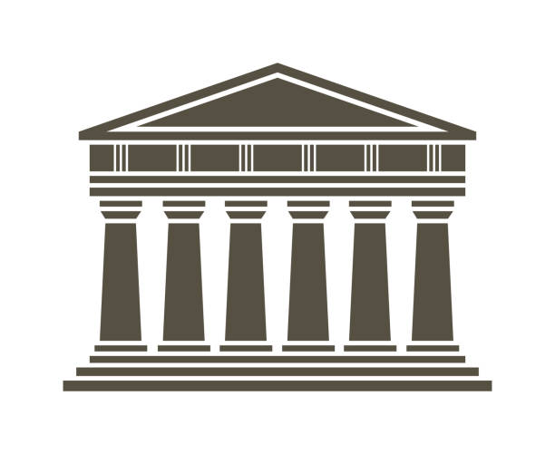 illustrazioni stock, clip art, cartoni animati e icone di tendenza di icona del tempio greco dell'architettura - greece acropolis parthenon athens greece