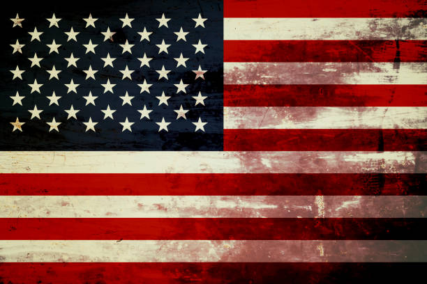 istock Flag USA on dirty wall 675925960