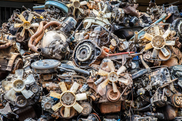 istock Old car engine part, Part of grunge and rusty machine 675926250