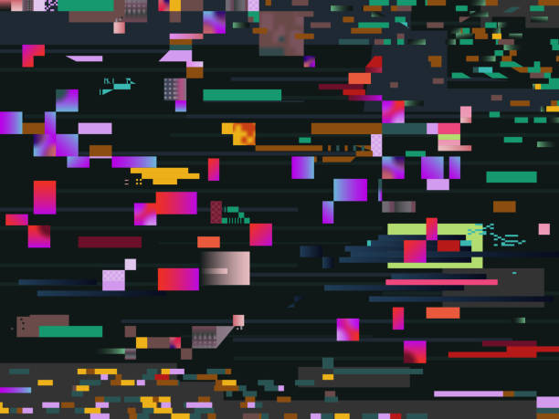 digitalen glitch-screen-effekt. glitched videoinformationen vektor hintergrund - pattern information medium technology backgrounds stock-grafiken, -clipart, -cartoons und -symbole