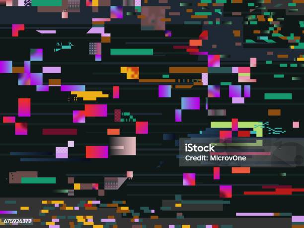 Digital Glitch Screen Effect Glitched Video Information Vector Background Stock Illustration - Download Image Now