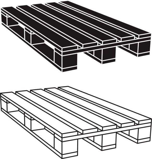 деревянный поддон черный символ вектор - pallet stock illustrations