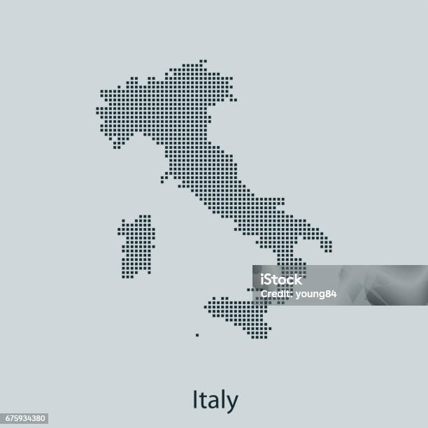 Ilustración de Mapa De Italia y más Vectores Libres de Derechos de Italia - Italia, Mapa, Pixelado