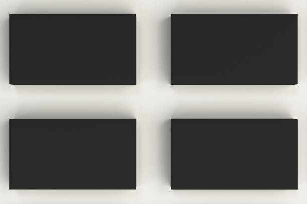 istock Black blank business cards mock-up on white background 675937332