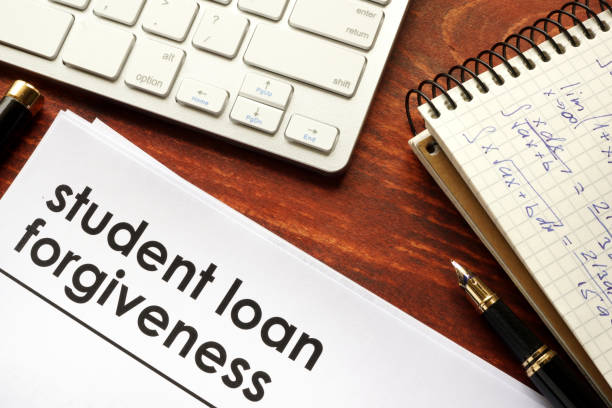 Document with title student loan forgiveness. Document with title student loan forgiveness. forgiveness photos stock pictures, royalty-free photos & images