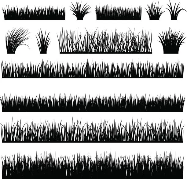 Vector illustration of Meadow silhouette set for horizontal banners