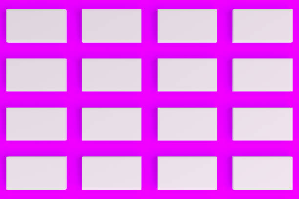 istock White blank business cards mock-up on violet background 675941278