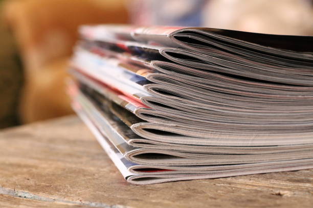 istock Magazines on the wooden table 675941610