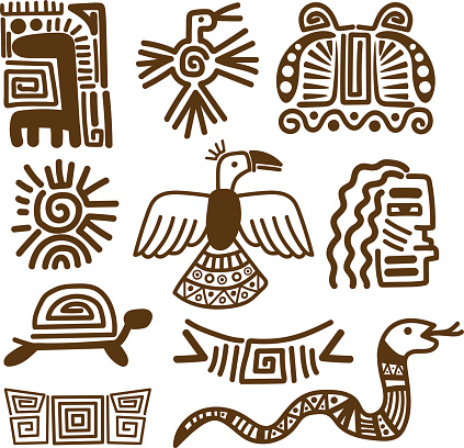 Tribal indian patterns or ancient mexican symbols vector illustration