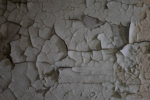 stara i popękana ściana budynku, zagubione miejsca - peeling paint wall white zdjęcia i obrazy z banku zdjęć