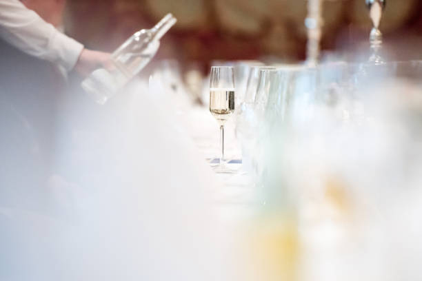 glass of champagne at table