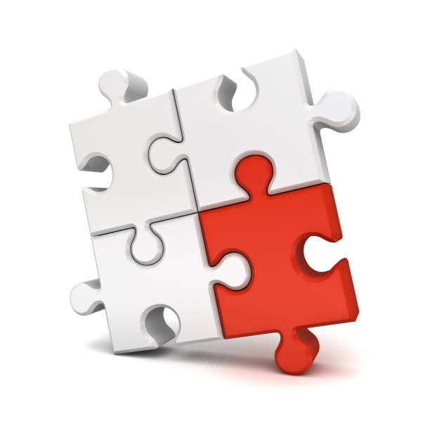 istock Red jigsaw puzzle piece stand out from the crowd different concept isolated on white background with shadow 675955802
