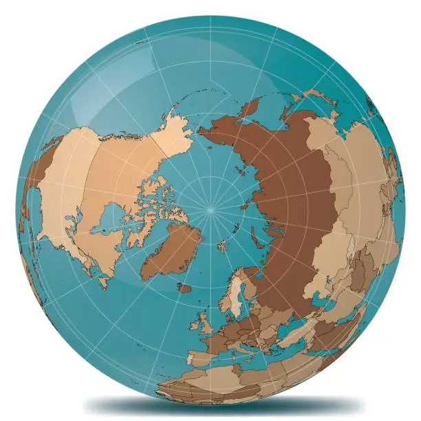 Vector illustration of North Pole Planet Earth Countries